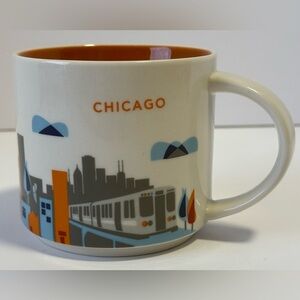 Starbucks Chicago You Are Here Cityscape Mug Orange & Blue Breakfast Tea Coffee
